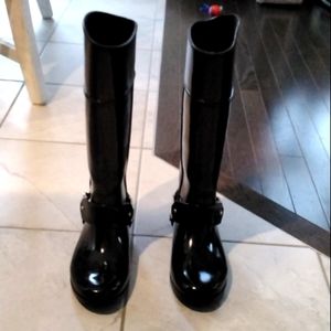 Ladies Size 7 Michael Kors Black Rubber Rain Boots
